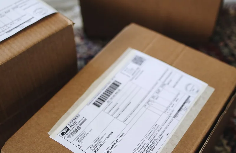 Cartons with SKU and shipping labels ready for warehouse receiving